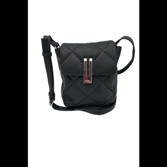 Vince Camuto Quilted Leather Crossbody Doty Black - Picture 1 of 3